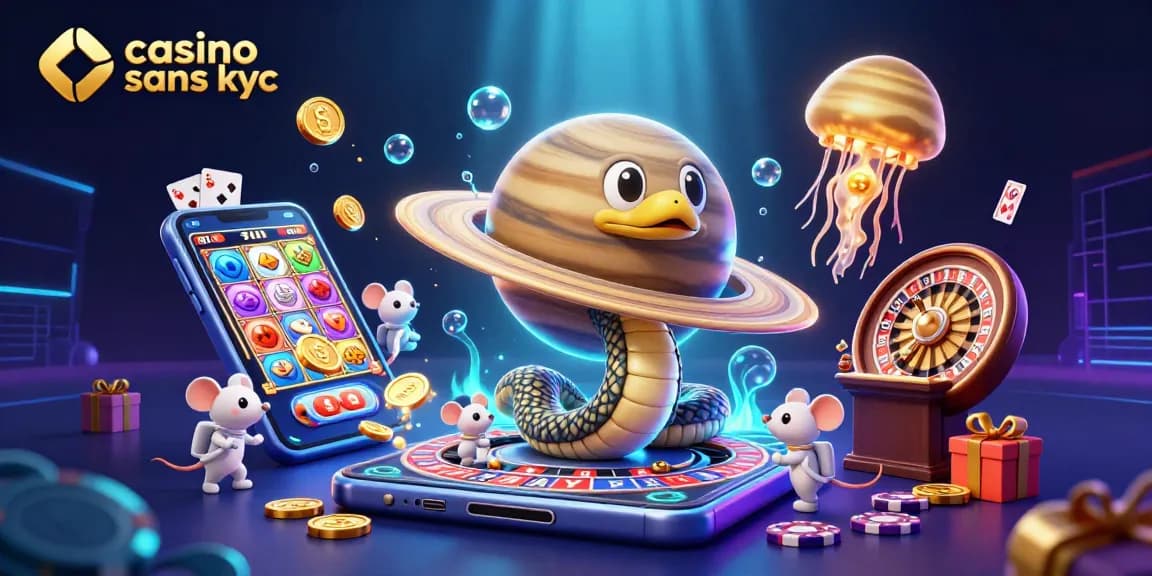 Profitez du casino sans KYC avec une animation captivante d'astronautes pariant sur des anneaux de roulette.