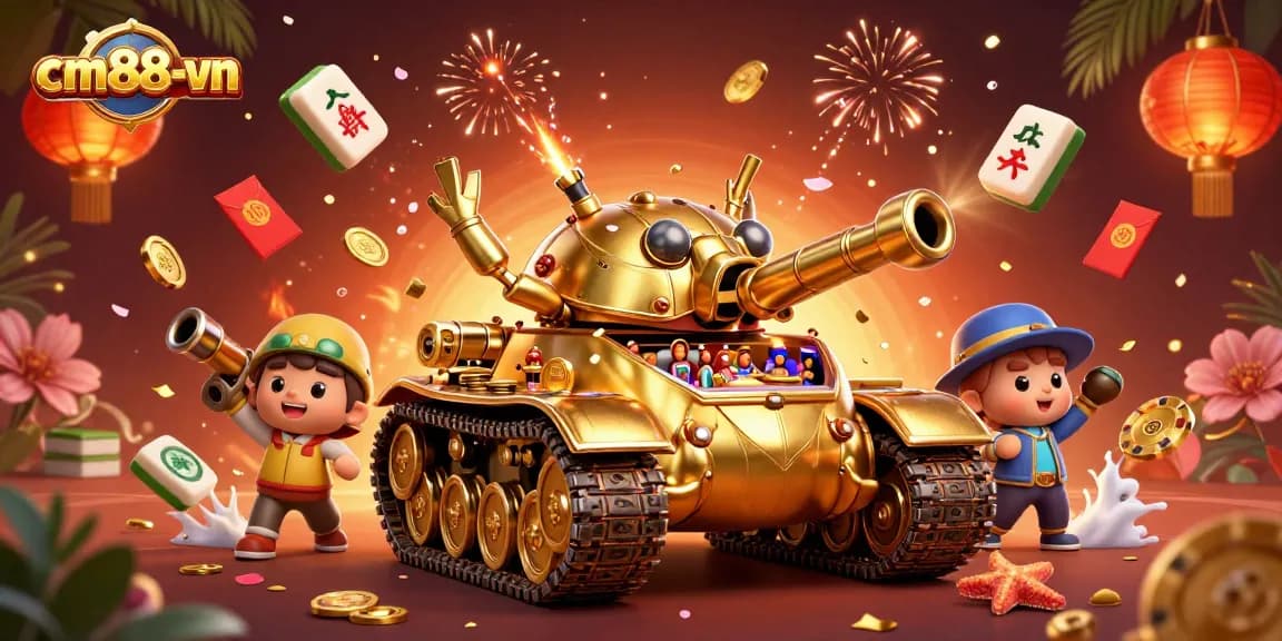 Engage with cm88-vn's vibrant gambling experience featuring a creative 3D casino scene.