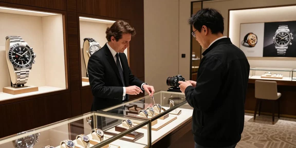 luxury super clone watches displayed in an upscale boutique, highlighting intricate details of clone watches for discerning customers