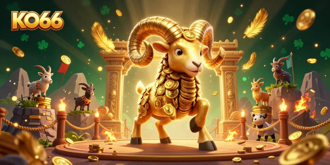 Experience the electrifying KO66 casino scene with vibrant golden ram and thrilling betting action.