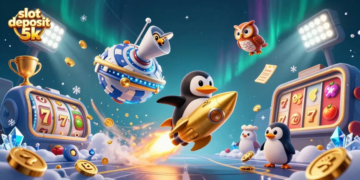 Engage in the excitement of slot deposit 5k with a golden penguin racing to a jackpot!