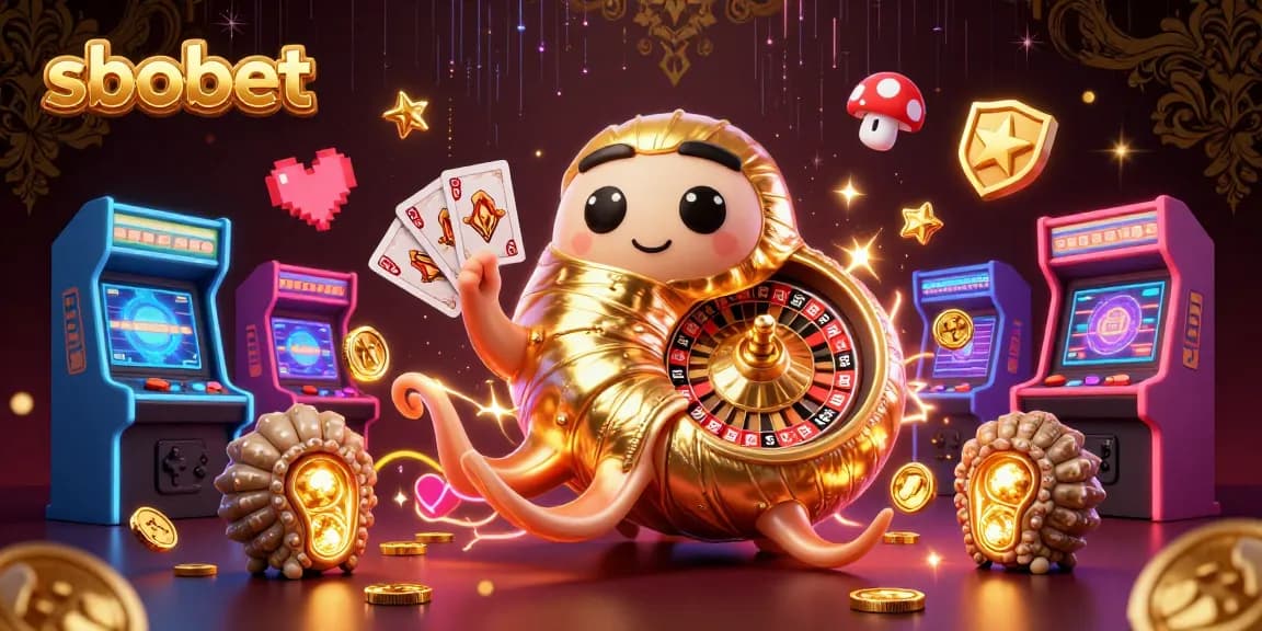 Experience sbobet gaming with a giant nautilus and glowing ammonites in a vibrant casino scene.