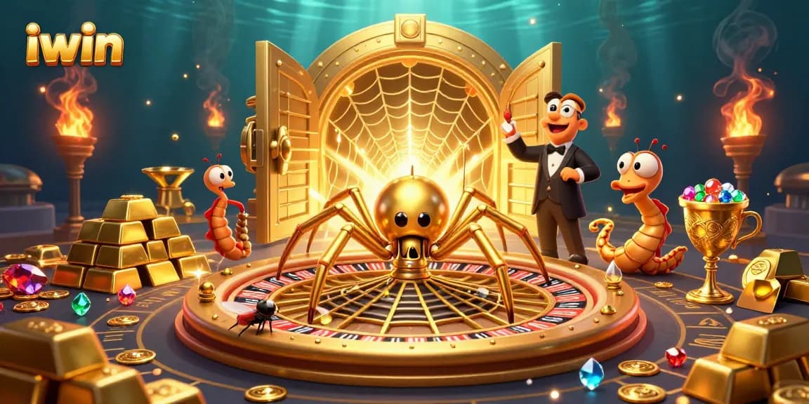 Spin the iwin roulette web as the golden spider and centipede croupier bring vibrant casino life.