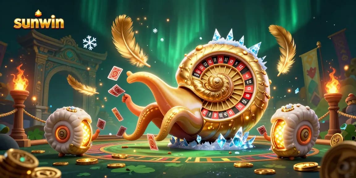 Experience thrilling gameplay at sunwin with a vibrant casino scene featuring a dazzling nautilus roulette wheel.