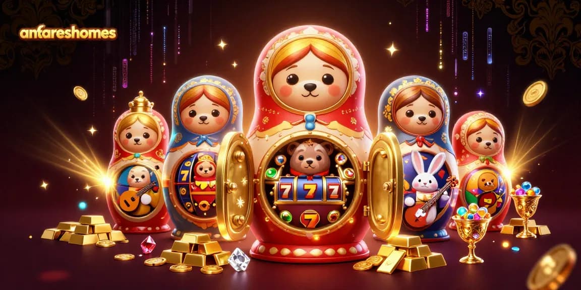 Experience thrilling chances at antareshomes with slot reels and vibrant characters in a rich casino scene.