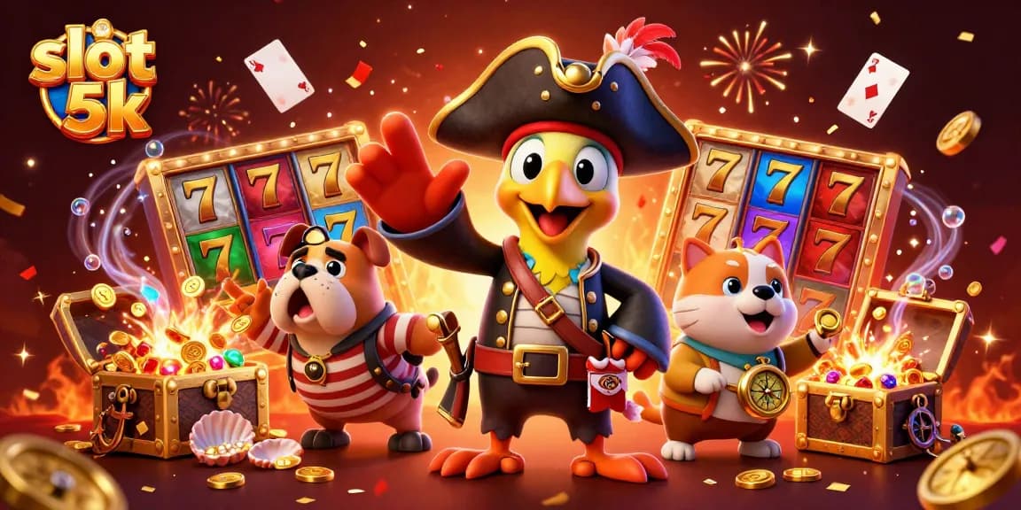 Experience the excitement of slot 5k with vibrant characters and game elements in action.
