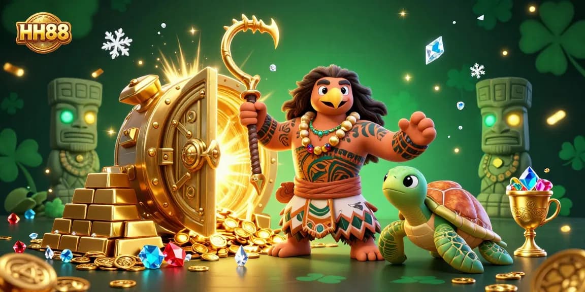 Experience the thrilling excitement of HH88's 3D casino adventure with vibrant characters and treasures!