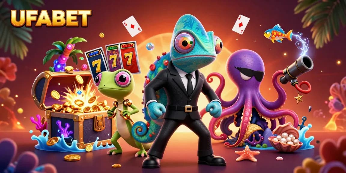 Spin the UFABET slots with vibrant reels and engaging characters set in a dynamic underwater scene!