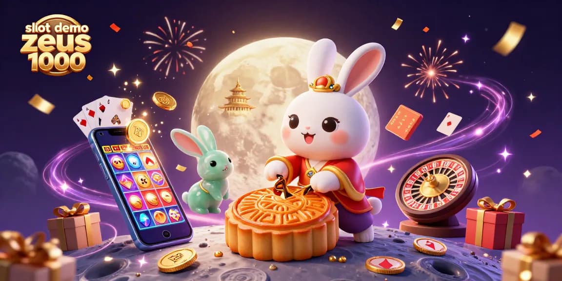 Experience the excitement of slot demo zeus 1000 with a vibrant 3D illustration featuring luck and rewards.