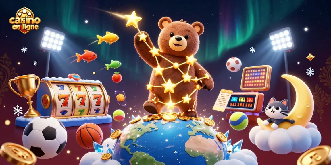 Jeu de casino en ligne captivant avec un ours constellation et des éléments dynamiques.