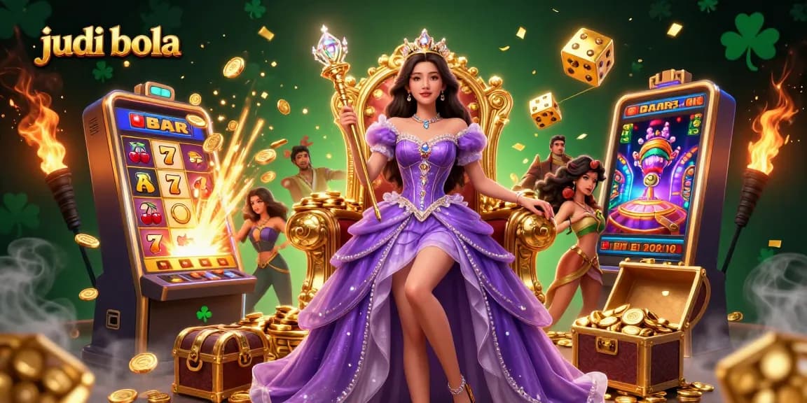 Experience thrilling judi bola action with a stunning Asian princess amidst a jackpot explosion at the casino.