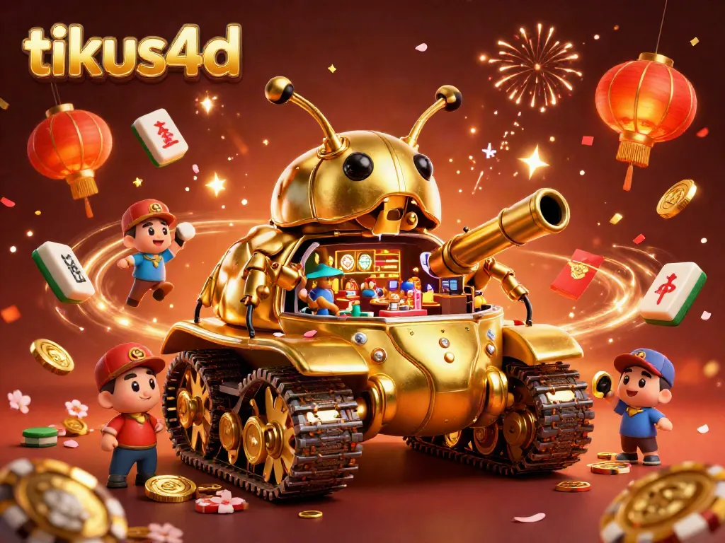 Menyaksikan tikus4d dalam aksi dengan tank keong emas yang membuka kasino mini di dalamnya, dikelilingi elemen perayaan.