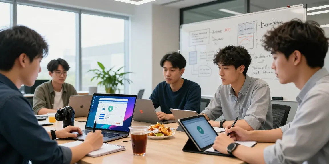 Team collaborating on Telegram Chinese version APK features in a modern office.