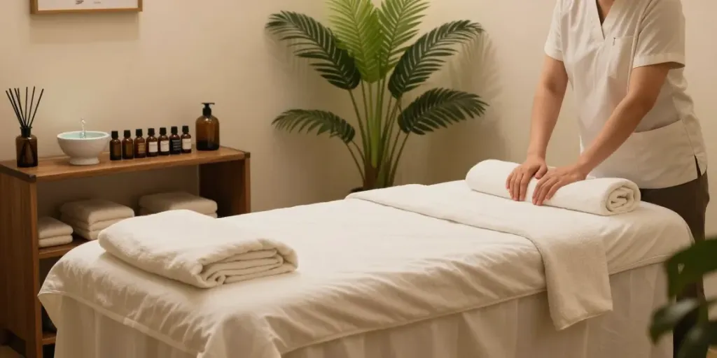 Experience relaxation with 강서구출장안마 in a serene massage room.