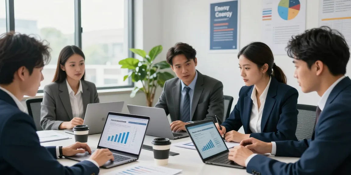 Team collaboration while switching business energy supplier for better rates in an office.