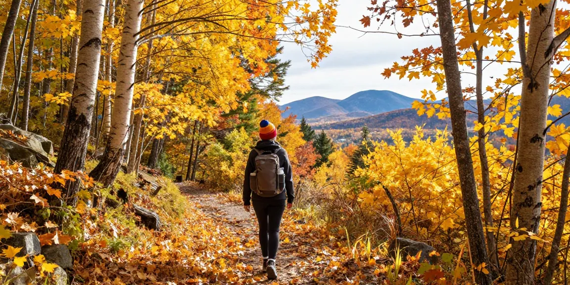 Serge Robichaud enjoying a fall hike in New Brunswick's colorful foliage.