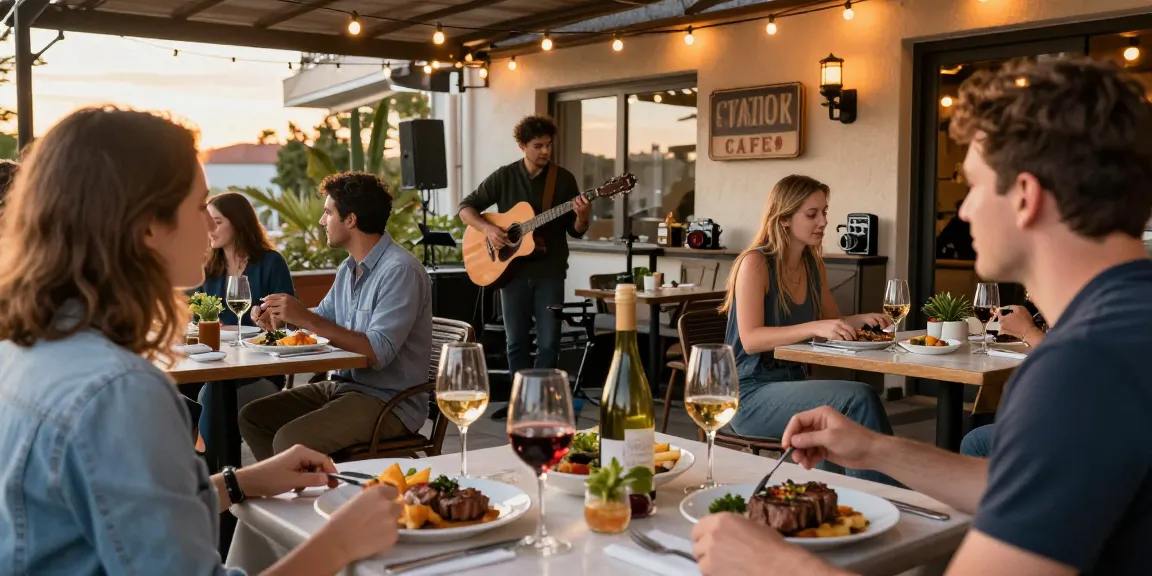 Guests enjoying delicious meals at The Story Café, one of the best Richmond BC restaurants, featuring live music and charming decor.