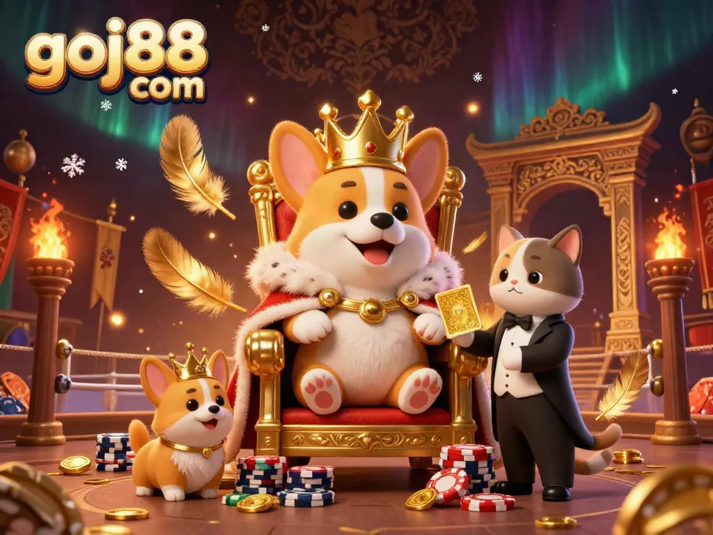 Experience the excitement at goj88 com with vibrant 3D illustrations of royal casino characters and elements.