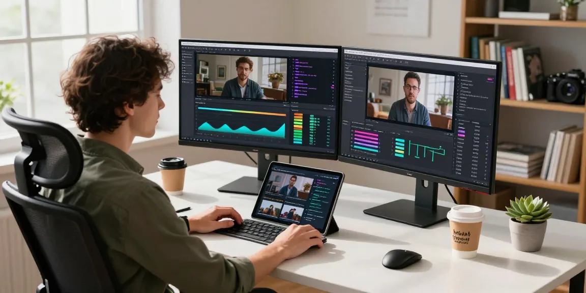 Video to prompt software analysis in a dynamic digital workspace with vibrant data visualizations.