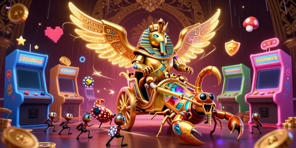 Experience the thrill of BK8 with a vibrant 3D carnival of gaming excitement featuring dynamic characters and casino elements.
