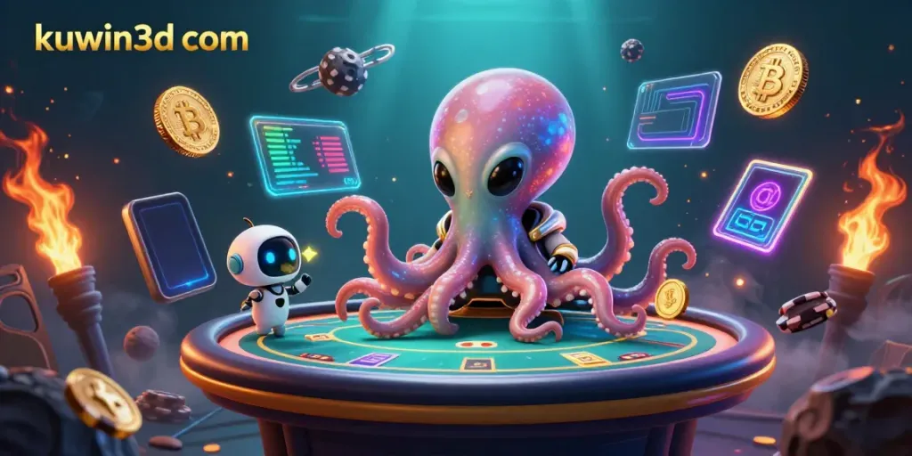 Engage with kuwin3d com through an exciting alien casino scene featuring unique gaming elements.