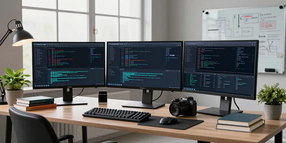 快连 software development workspace showcasing coding and networking analytics with modern tech aesthetics