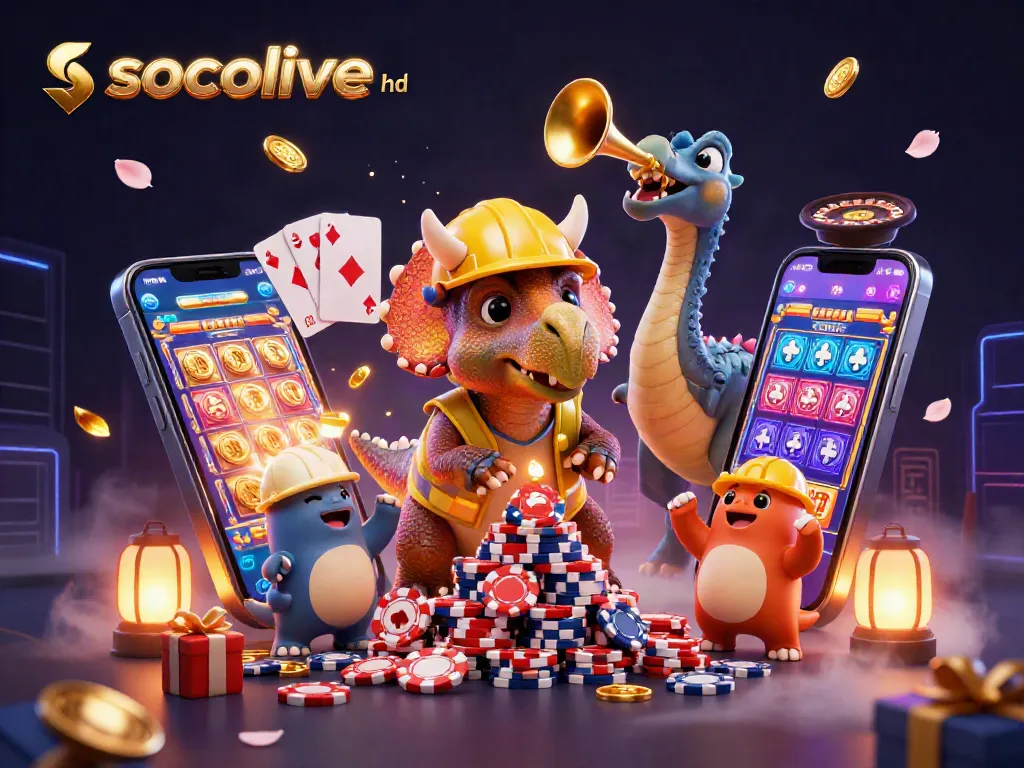 Socolive hd captures the excitement of live football betting with colorful slot games and dynamic casino elements.
