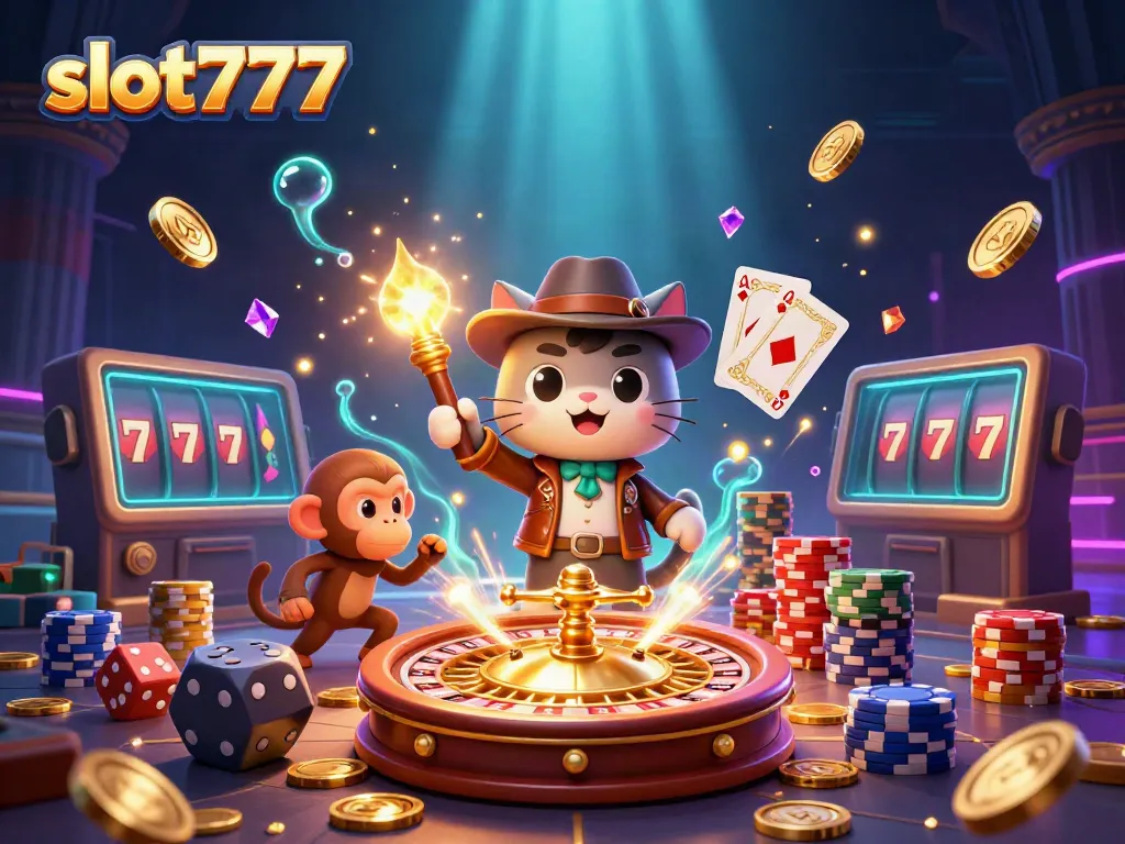 Jelajahi dunia slot777 dengan penemuan artefak kasino emas oleh kucing petualang.