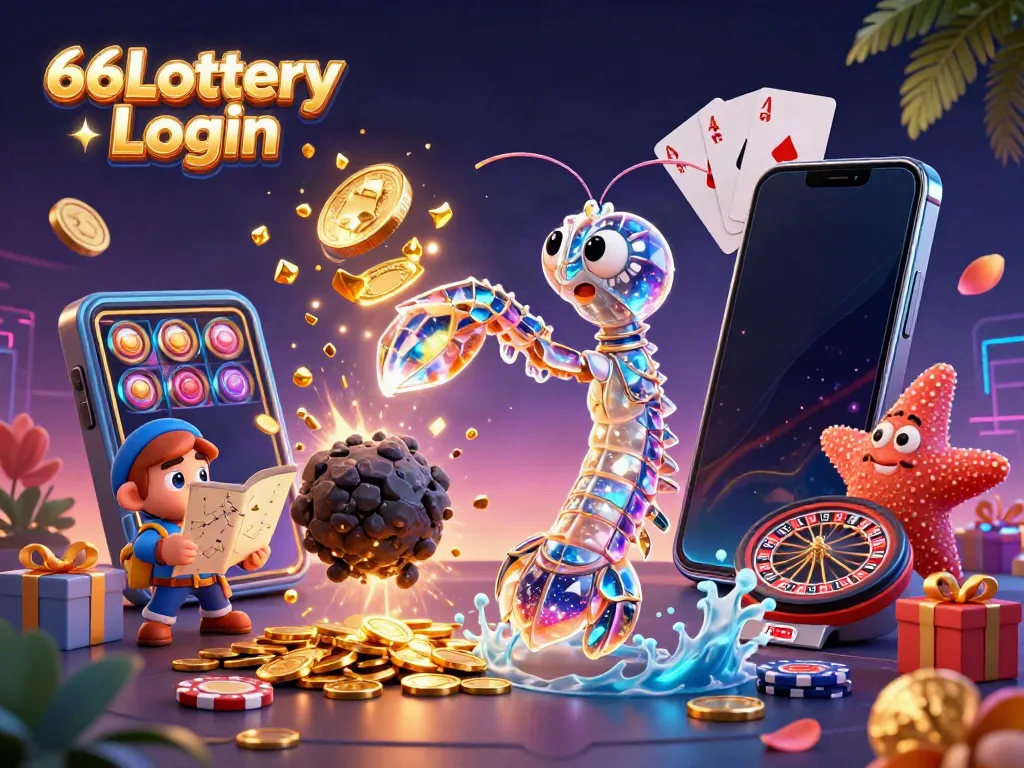 Engage with 66Lottery Login through a dynamic slot game scene featuring energized characters and immersive elements.