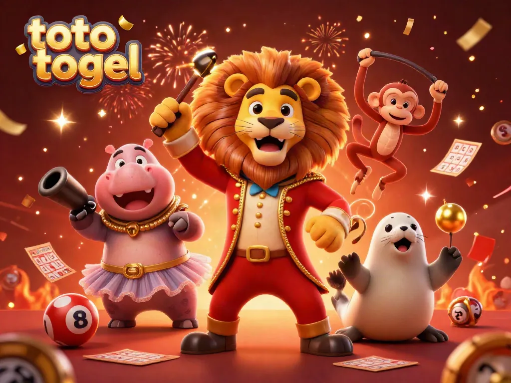 Watch a vibrant scene of 3D characters celebrating toto togel with confetti and exciting game elements.