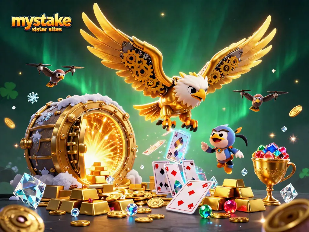 Engage with thrilling gameplay at mystake sister sites featuring vibrant golden eagle and treasure.