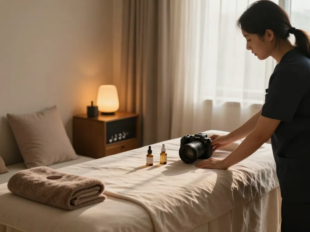 인천출장마사지 session setup with professional therapist and calming atmosphere.