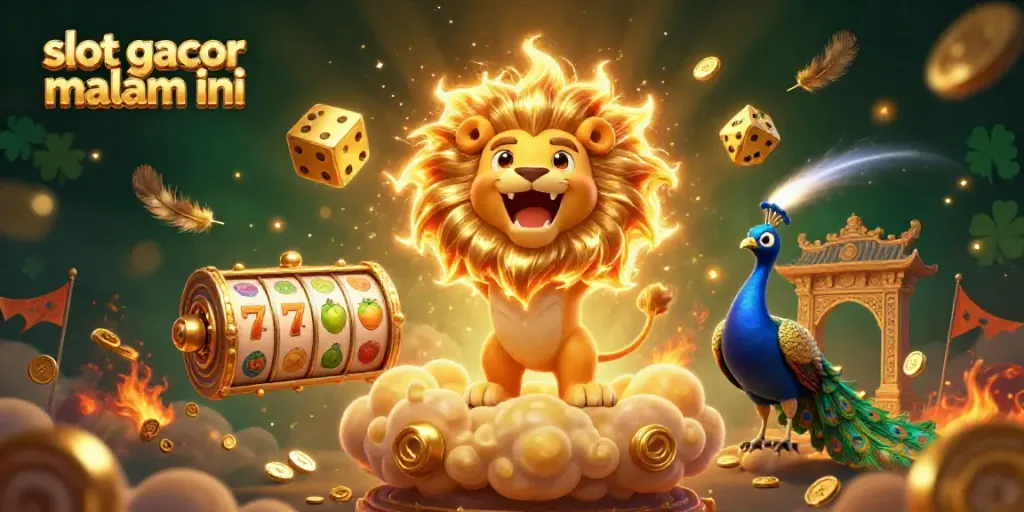 Experience thrilling wins with slot gacor malam ini featuring a powerful sun lion and vibrant casino elements.