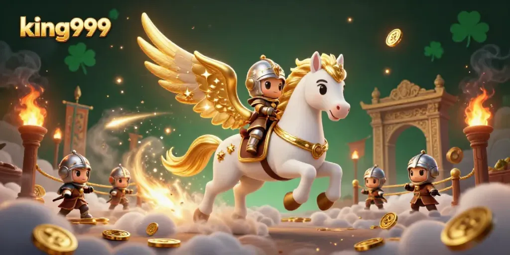 Mainkan slot gacor king999 dengan karakter berwarna-warni dan efek dramatis mengelilingi scene.