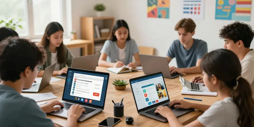 Toto togel online course with students engaging in interactive learning across diverse locations.