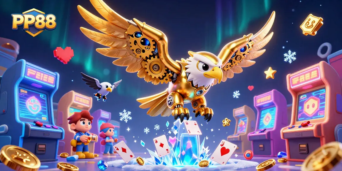 Engage in thrilling gameplay with PP88's vibrant online casino experiences, surrounded by colorful 3D elements.