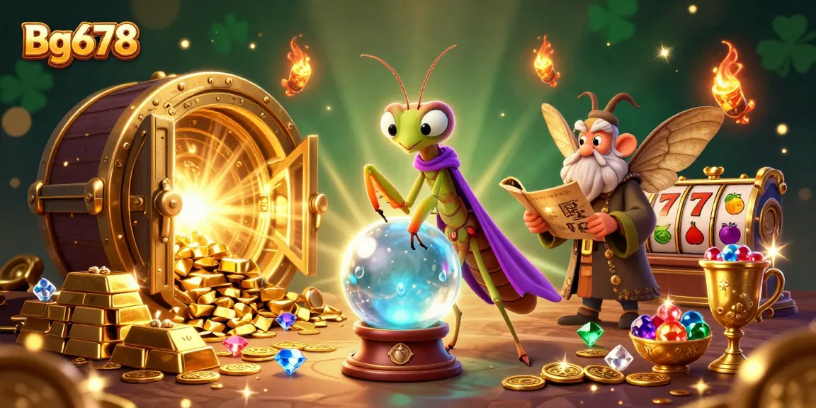 Engage with Bg678's thrilling slot games through this vibrant casino-themed illustration.