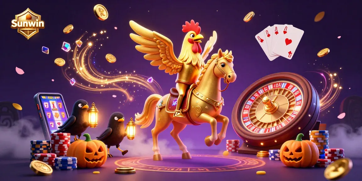 Join the action at Sunwin's spectacular casino scene with dazzling slots and festive gaming excitement.