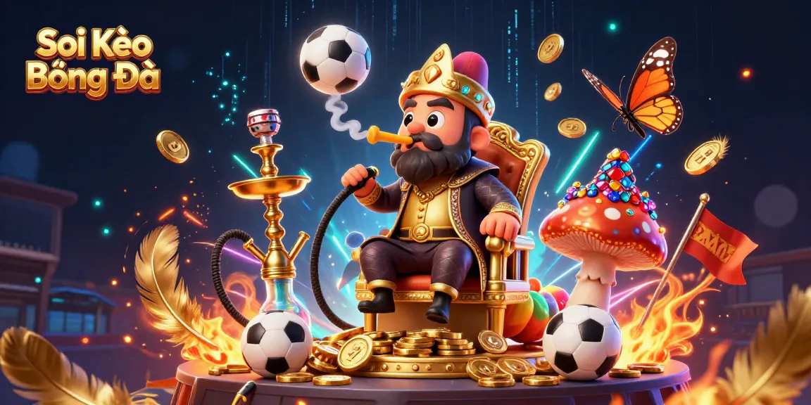 Soi Kèo Bóng Đá featuring a vibrant 3D illustration with smoke ring symbols in an exciting betting scene