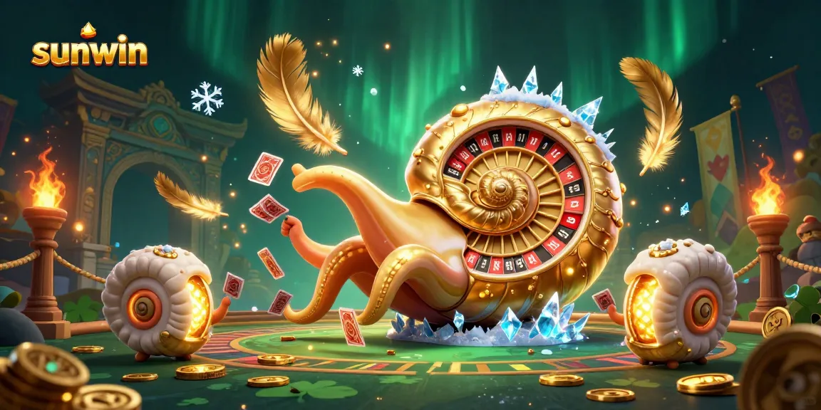 Experience thrilling gameplay at sunwin with a vibrant casino scene featuring a dazzling nautilus roulette wheel.