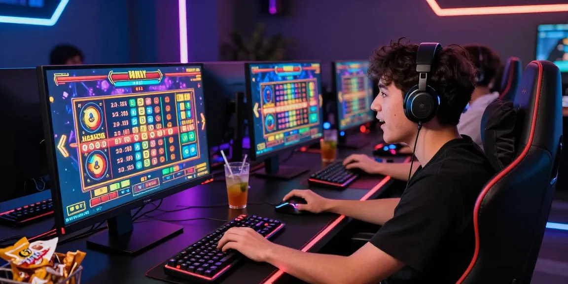 Pengguna Ayamtoto sedang bermain slot online di monitor besar, menunjukkan pengalaman gaming yang premium.