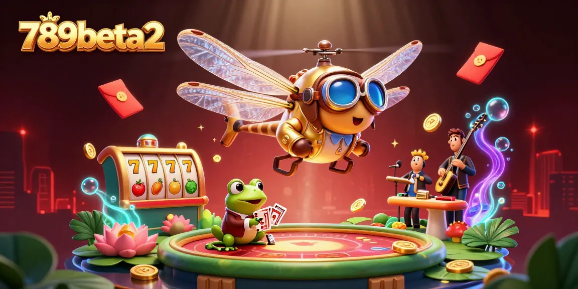 Play thrilling slot games with 789beta2, featuring engaging characters in a casino scene filled with vibrant symbols.