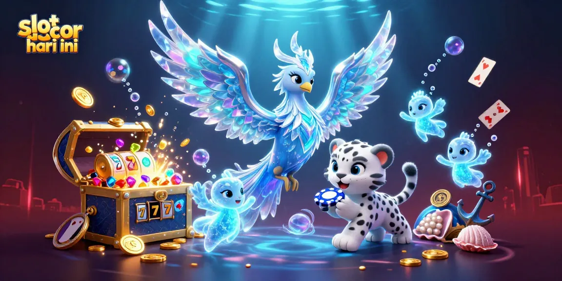 Experience slot gacor hari ini through a vibrant illustrated scene with casino elements and characters.