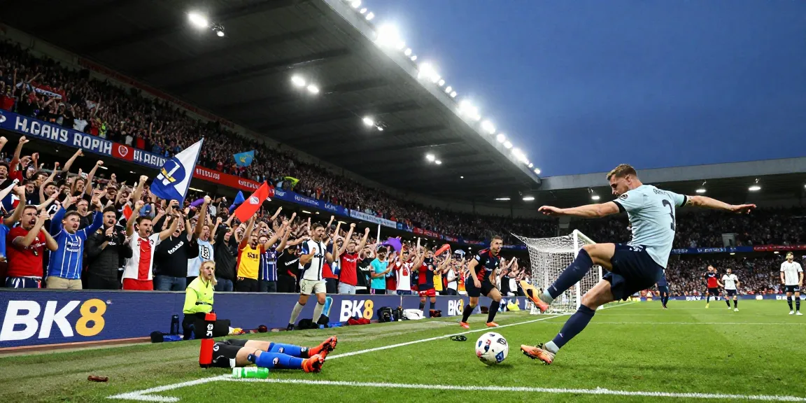 Exciting football action featuring bk8 sports betting in a vibrant stadium atmosphere.