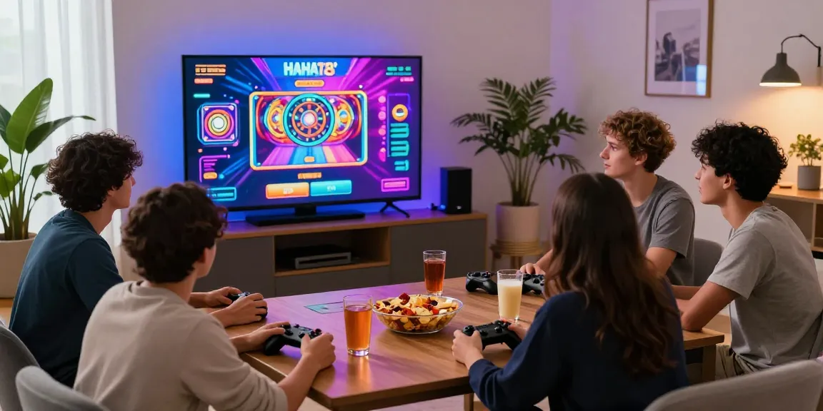 Dynamic gaming atmosphere showcasing friends enjoying haha178 slot music experience together