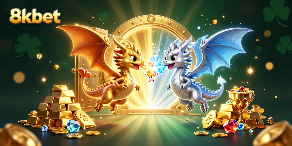 Join the excitement of 8kbet with dragons battling in a treasure-filled casino adventure!