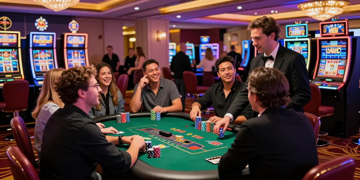 Casino News highlights an exciting gaming scene with diverse players at blackjack table.