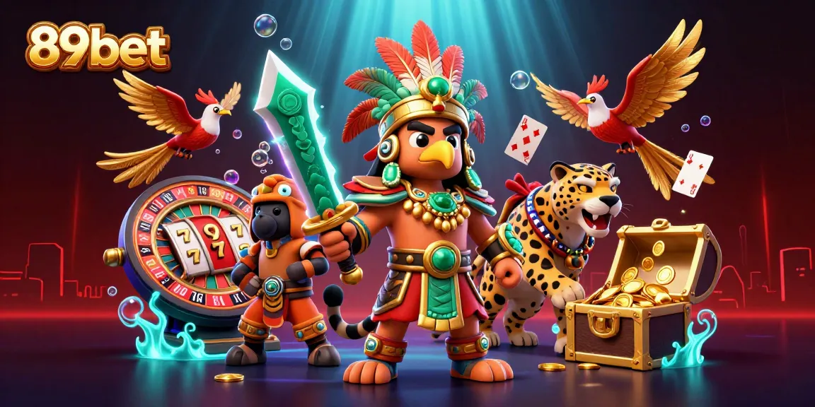 Engage with 89bet's thrilling casino scene featuring dynamic warriors and vibrant game elements.