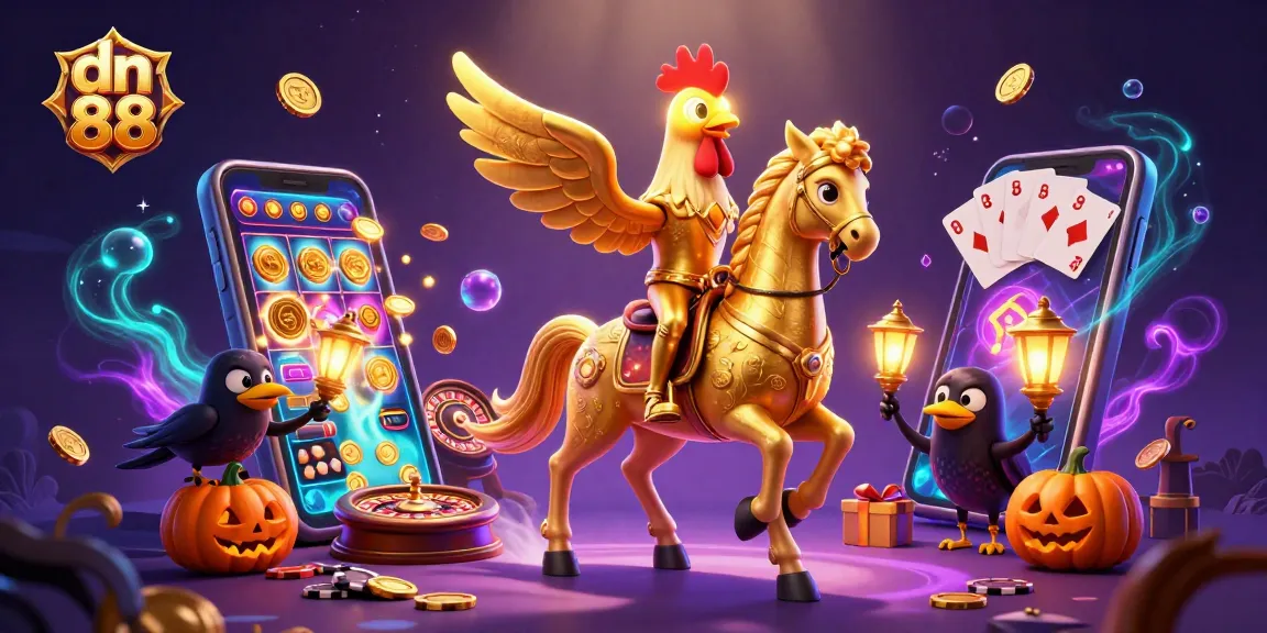 Experience the thrill at dn 88 with golden rooster and friends illuminating a vibrant casino scene.