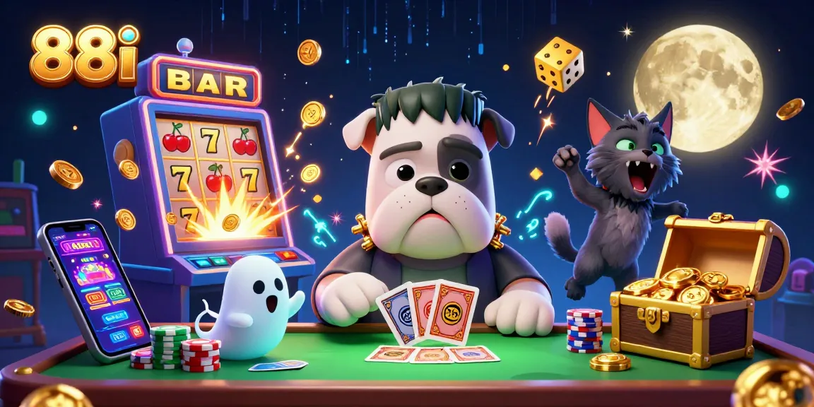 Experience the excitement of 88i as characters deal cards at a casino table bursting with jackpots.